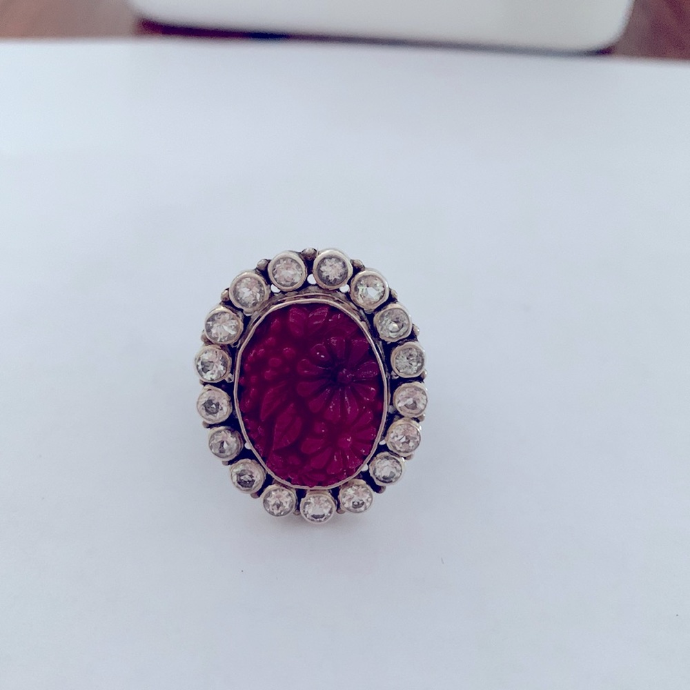 Mars & Valentine Echo of the Dreamer Maroon Gemstone surrounded by Crystals SS - Picture 6 of 6